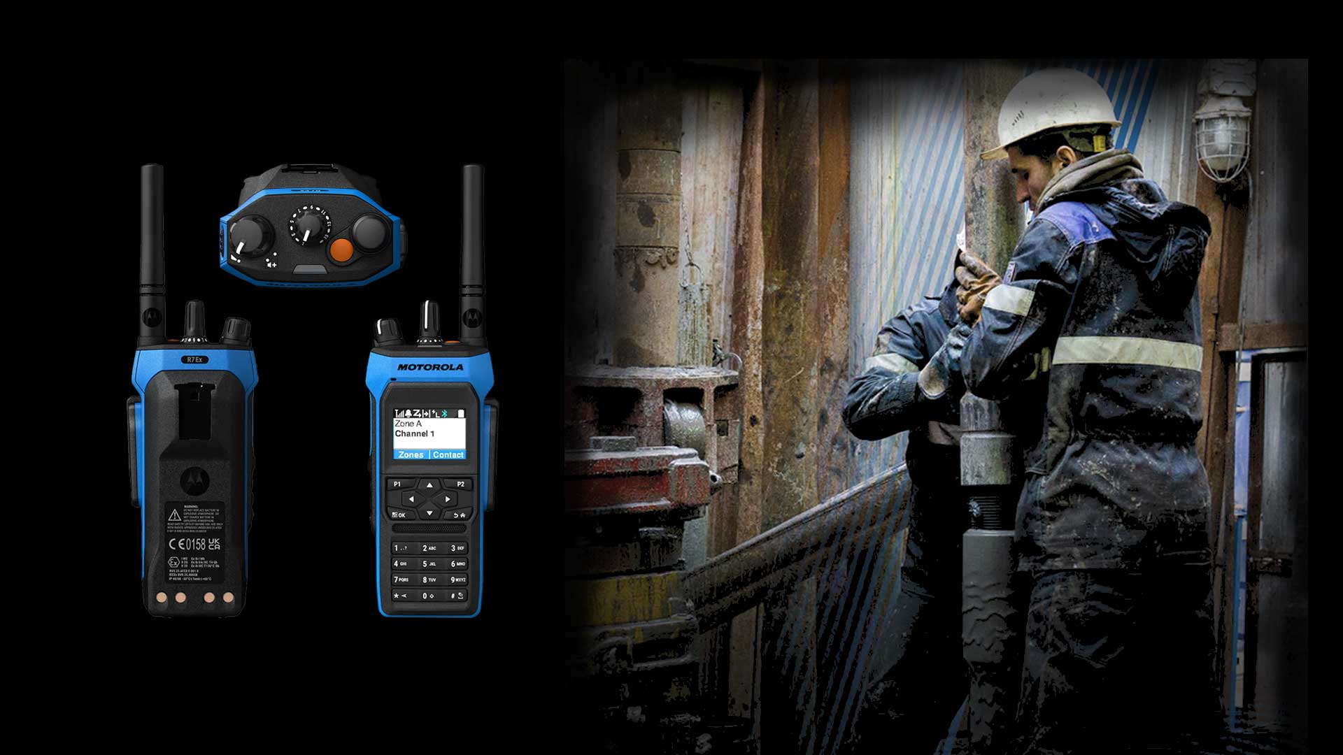 Motorola R7Ex ATEX-certified two-way radio product banner