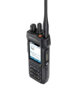 Motorola APX N50 single-band P25 portable two-way radio – connector side view
