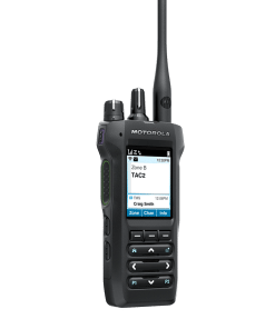 Motorola APX N50 single-band P25 portable two-way radio – PTT side view